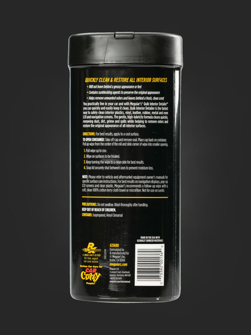 Meguiar's Quik Interior Detailer Wipes (30 Pc Can)-2