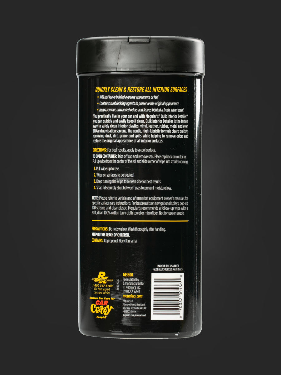 Meguiar's Quik Interior Detailer Wipes (30 Pc Can)-2