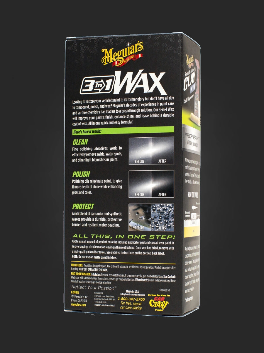 Meguiar's 3-in-1 Wax (16 oz & Foam Applicator Pad)-3