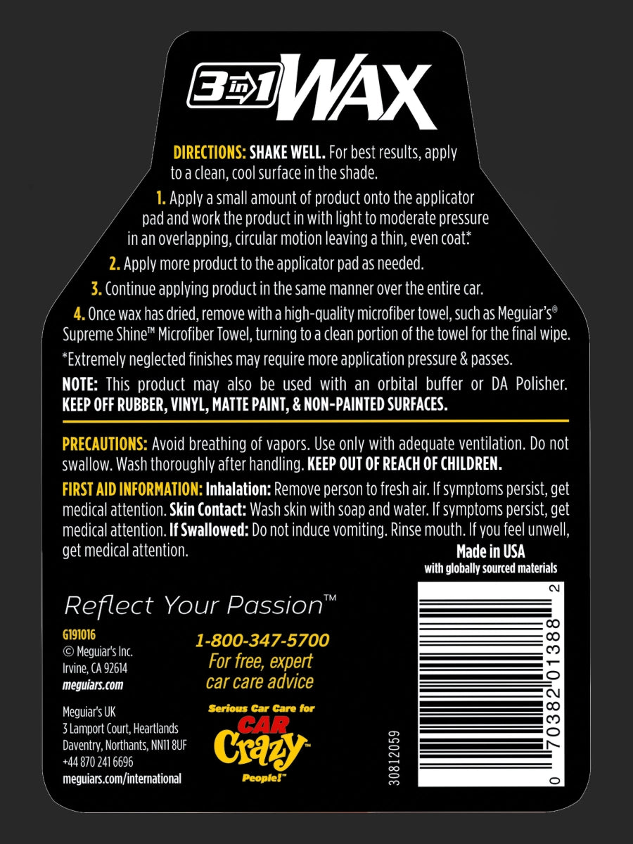 Meguiar's 3-in-1 Wax (16 oz & Foam Applicator Pad)-4