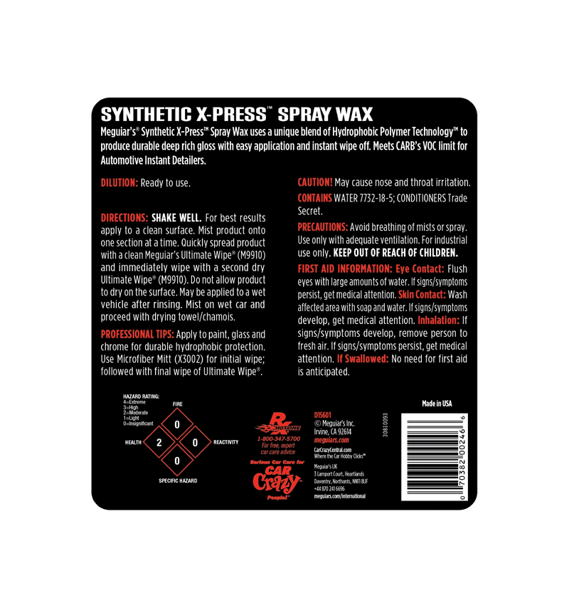 Meguiar's Synthetic X-Press Spray Wax (1 Gallon / 3.78 L)-3